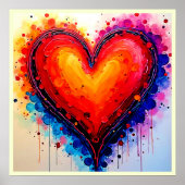 Levendige Abstracte Hart Spatskunst Poster (Voorkant)