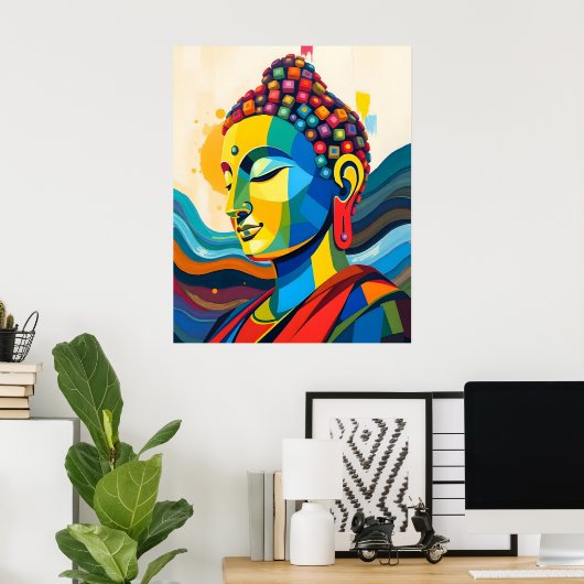 Levendige Abstracte hedendaagse digitale kunst Boe Poster (Thuiskantoor)