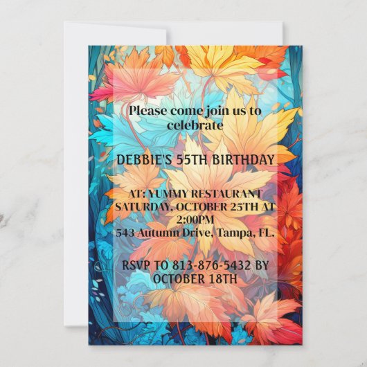 Levendige Abstracte herfst verlaat design verjaard Kaart (Voorkant)