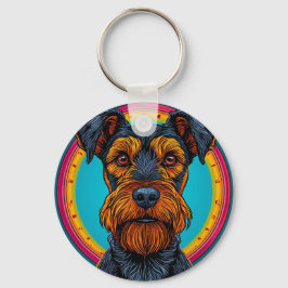 Levendige Abstracte Hond Kleurige Huisdier Liefheb Sleutelhanger