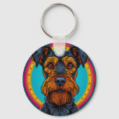 Levendige Abstracte Hond Kleurige Huisdier Liefheb Sleutelhanger (Achterkant)