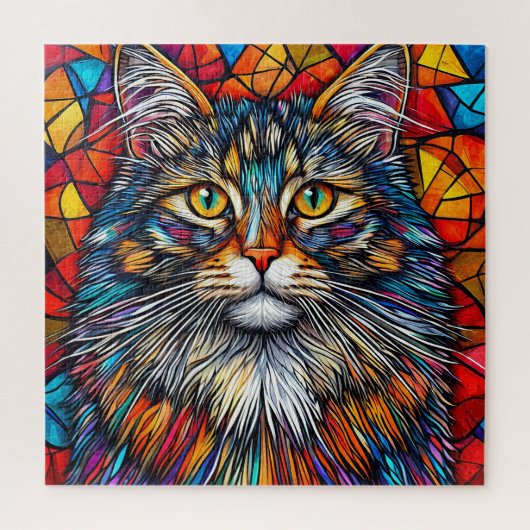 Levendige Abstracte Kat Illustratie Legpuzzel (Verticaal)