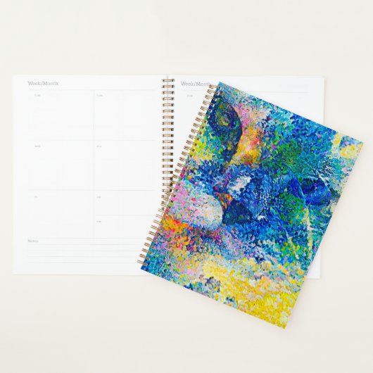 Levendige Abstracte Kat Kunstprint Planner (Display)