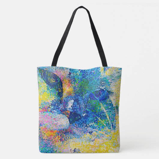 Levendige Abstracte Kat Kunstprint Tote Bag (Achterkant)