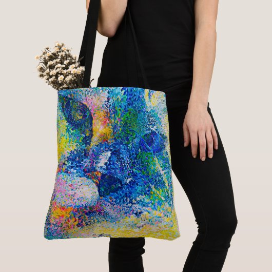 Levendige Abstracte Kat Kunstprint Tote Bag (Dichtbij)