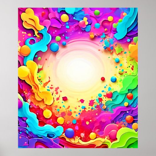 Levendige Abstracte kleurenexplosiekunst Poster (Voorkant)