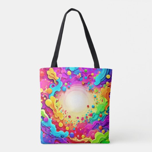 Levendige Abstracte kleurenexplosiekunst Tote Bag (Achterkant)