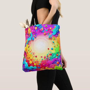 Levendige Abstracte kleurenexplosiekunst Tote Bag