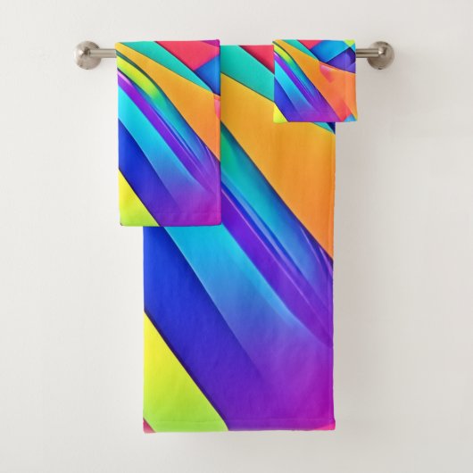 Levendige Abstracte kleurengolfkunst Bad Handdoek (Insitu)