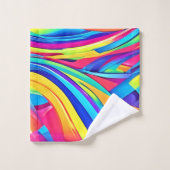 Levendige Abstracte kleurengolfkunst Bad Handdoek (Wasdoekje)