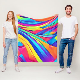 Levendige Abstracte kleurengolfkunst Fleece Deken