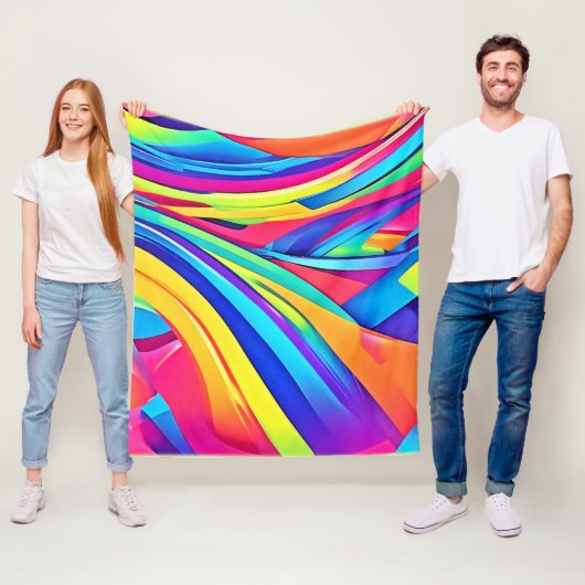 Levendige Abstracte kleurengolfkunst Fleece Deken (In situ)
