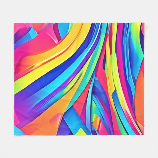 Levendige Abstracte kleurengolfkunst Fleece Deken (Voorkant (Horizontaal))