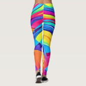 Levendige Abstracte kleurengolfkunst Leggings (Achterkant)