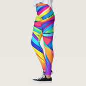 Levendige Abstracte kleurengolfkunst Leggings (Links)