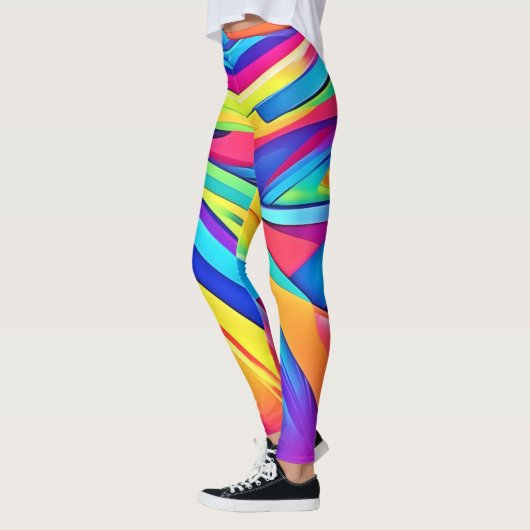 Levendige Abstracte kleurengolfkunst Leggings (Links)