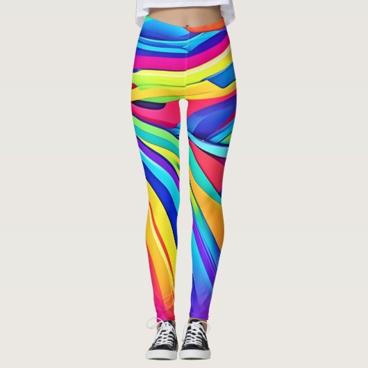 Levendige Abstracte kleurengolfkunst Leggings (Voorkant)