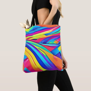 Levendige Abstracte kleurengolfkunst Tote Bag
