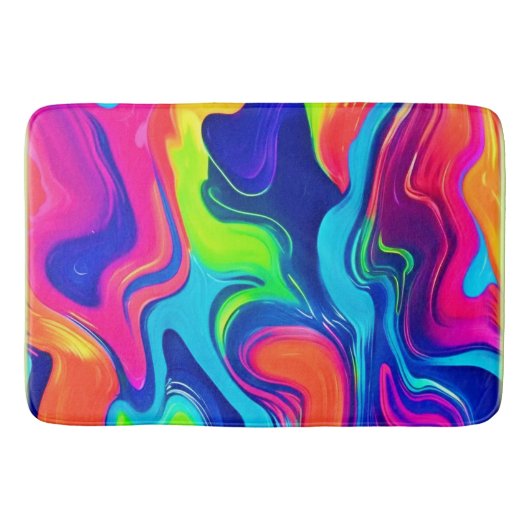 Levendige Abstracte kleurengolven Art Badmat (Voorkant)