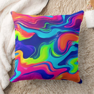 Levendige Abstracte kleurengolven Art Kussen
