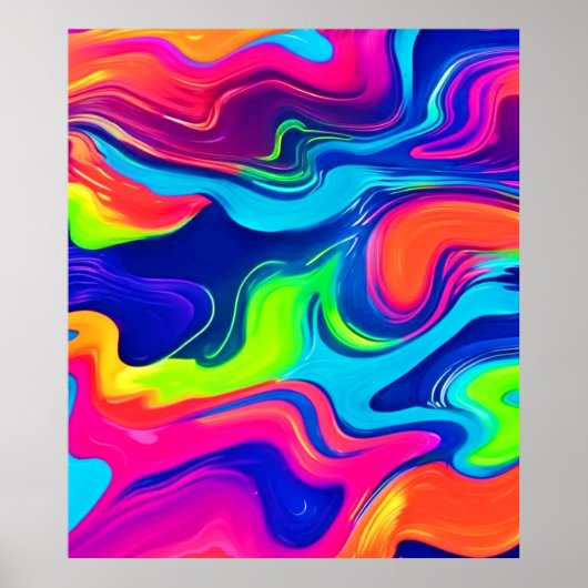 Levendige Abstracte kleurengolven Art Poster (Voorkant)
