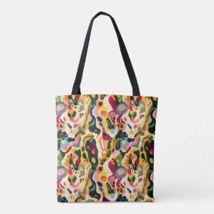 Levendige Abstracte kleurrijke swirl patroon Tote Bag