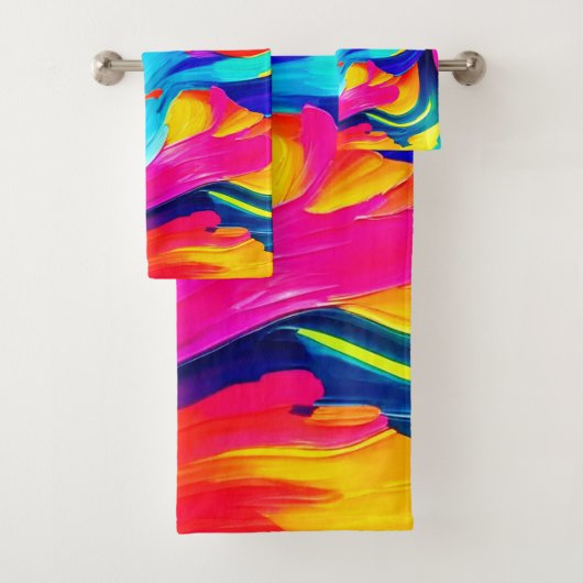 Levendige Abstracte kleurstroom Bad Handdoek (Insitu)