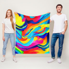 Levendige Abstracte Kleurstroom Fleece Deken