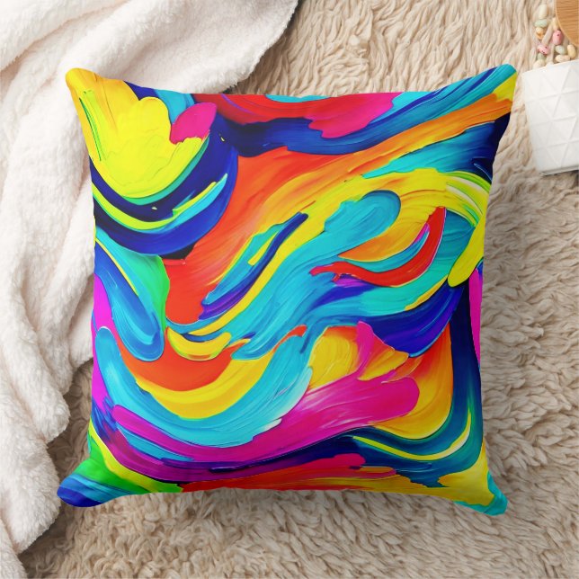Levendige Abstracte kleurstroom Kussen (Deken)