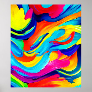 Levendige Abstracte kleurstroom Poster