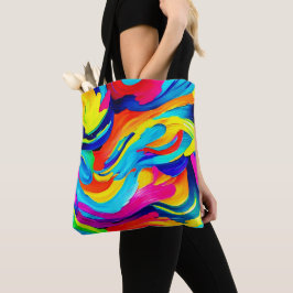 Levendige Abstracte Kleurstroom Tote Bag