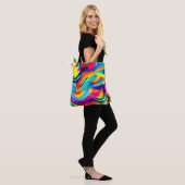 Levendige Abstracte Kleurstroom Tote Bag (Op model)