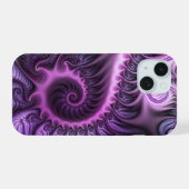 Levendige abstracte koele roze paarse fractale kun iPhone 15 case (Achterkant horizontaal)