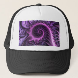 Levendige abstracte koele roze paarse fractale kun trucker pet