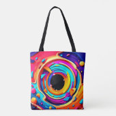 Levendige Abstracte kosmische vortexkunst Tote Bag (Achterkant)