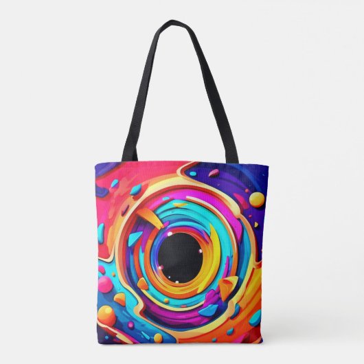 Levendige Abstracte kosmische vortexkunst Tote Bag (Achterkant)