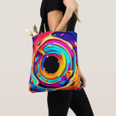 Levendige Abstracte kosmische vortexkunst Tote Bag (Dichtbij)