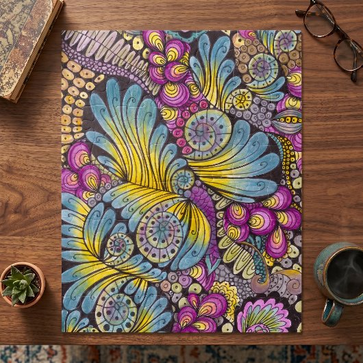 Levendige Abstracte Krabbelwervelingen Kleurrijk P Legpuzzel