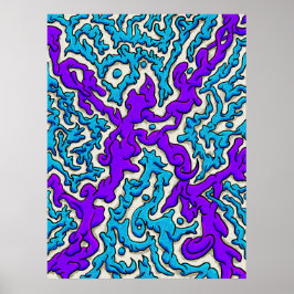 Levendige Abstracte Kruispunten in Blauw en Paars Poster