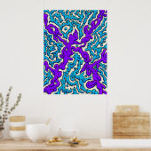 Levendige Abstracte Kruispunten in Blauw en Paars Poster (Keuken)