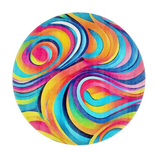 Levendige Abstracte Krullen van Kleur Snijplank (Voorkant)