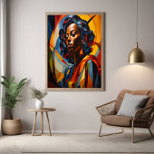 Levendige Abstracte kubistische portretkunst Perfect Poster