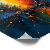 Levendige abstracte kunst met blauw, sinaasappel e poster (Hoek)