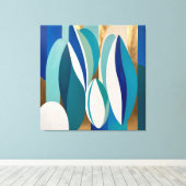Levendige Abstracte kunst met blauwe en Blauwgroen Canvas Afdruk (Insitu (Houten vloer))