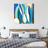 Levendige Abstracte kunst met blauwe en Blauwgroen Canvas Afdruk (Insitu (Slaapkamer))