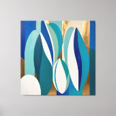 Levendige Abstracte kunst met blauwe en Blauwgroen Canvas Afdruk (Voorkant)