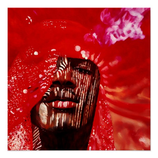 Levendige Abstracte kunst met vet rood Perfect Poster (Voorkant)