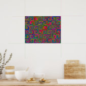 Levendige Abstracte Kunstspiralen Poster (Keuken)