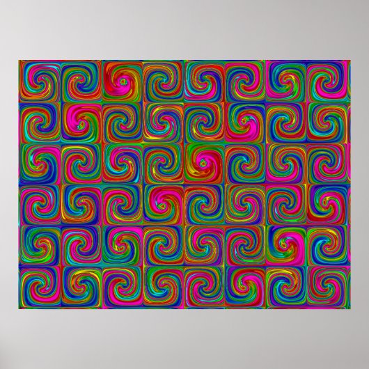 Levendige Abstracte Kunstspiralen Poster (Voorkant)