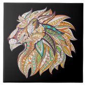 levendige abstracte leeuw in kleur tegeltje (Voorkant)